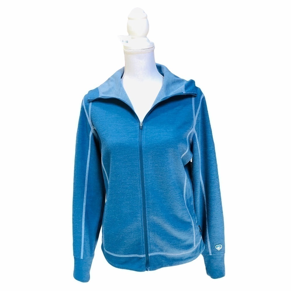 KUHL - WOMENS BLUE LIGHTWEIGHT ZIPPERED JACKET WITH HOOD SIZE MEDIUM